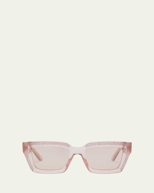 Megs Crystal Panel Plastic Rectangle Sunglasses